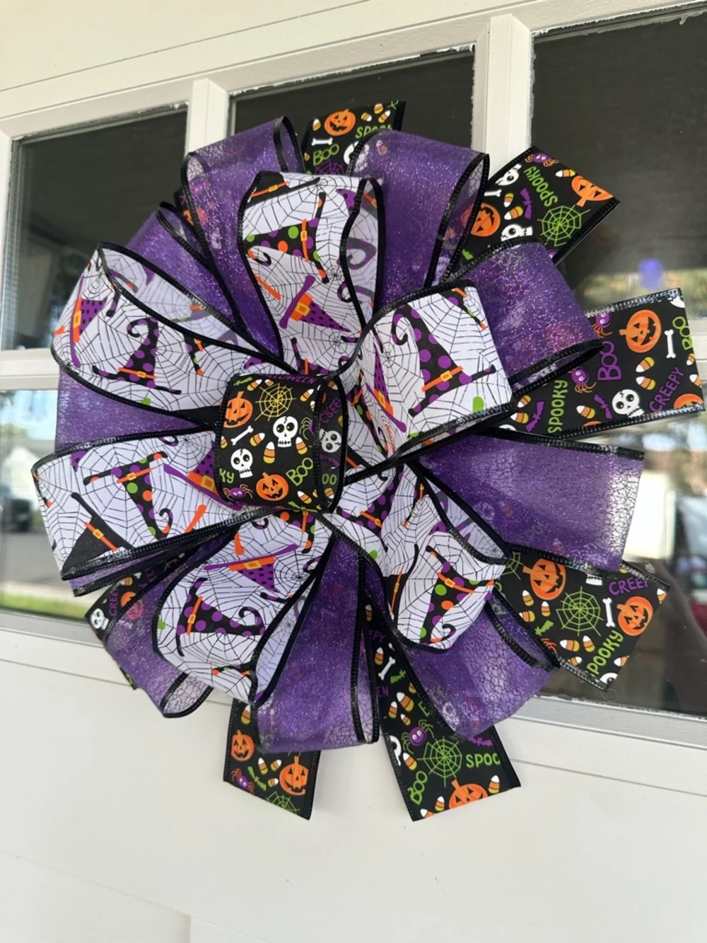 Halloween Ribbon Bow Wreath - Decorative Door Accent